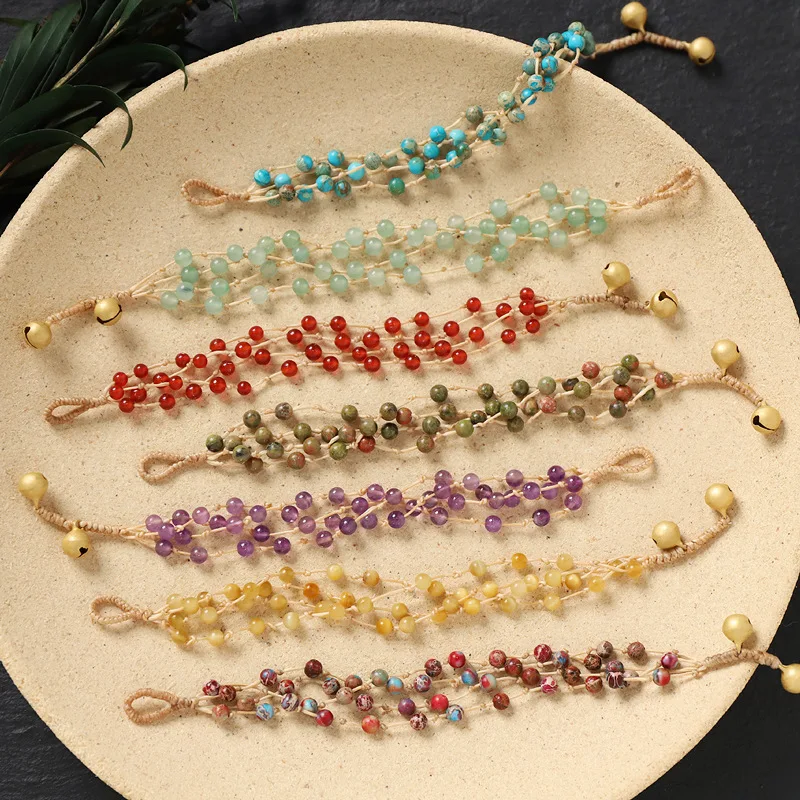 

ZGMXR Rice bead bracelet Hand-woven Adjustable Natural stone Multilayer Bohemia Fashion Simple Versatile Woman Beaded bracelet