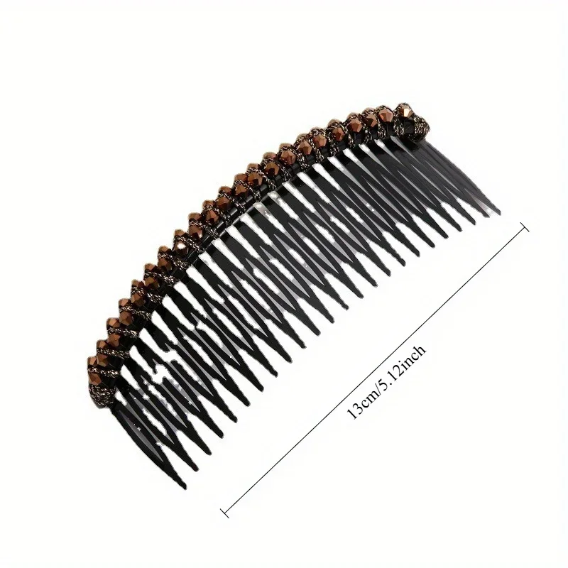 Elegant Rhinestone Teeth Insert Hair Clip with Anti-Slip Comb Design for Flyaway Control Banquet Wedding Events
