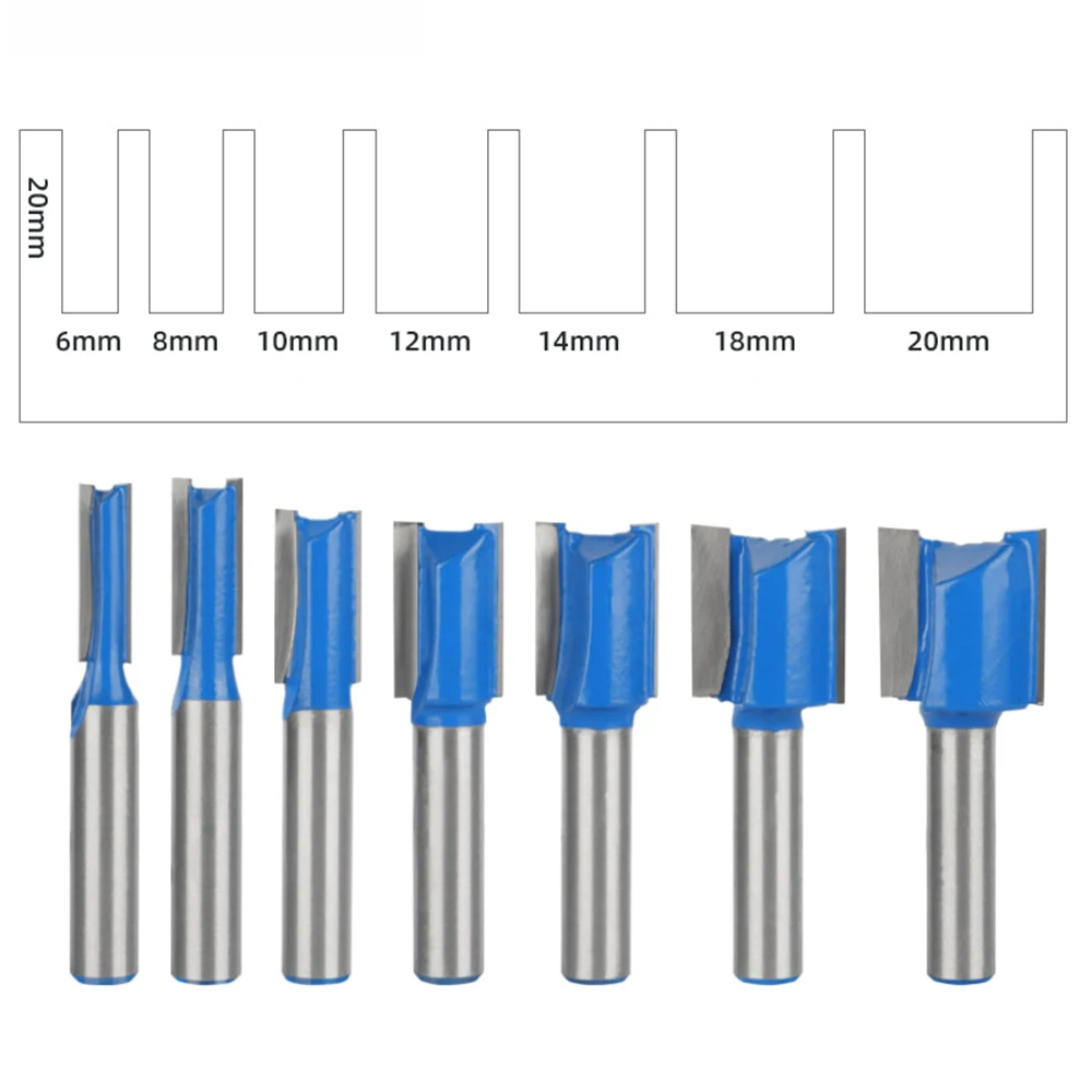 8mm Shank Straight Woodworking Router Bit Set Carpenter Milling Cutter 6mm 8mm 10mm 12mm 14mm 18mm 20mm Cutting Diameter