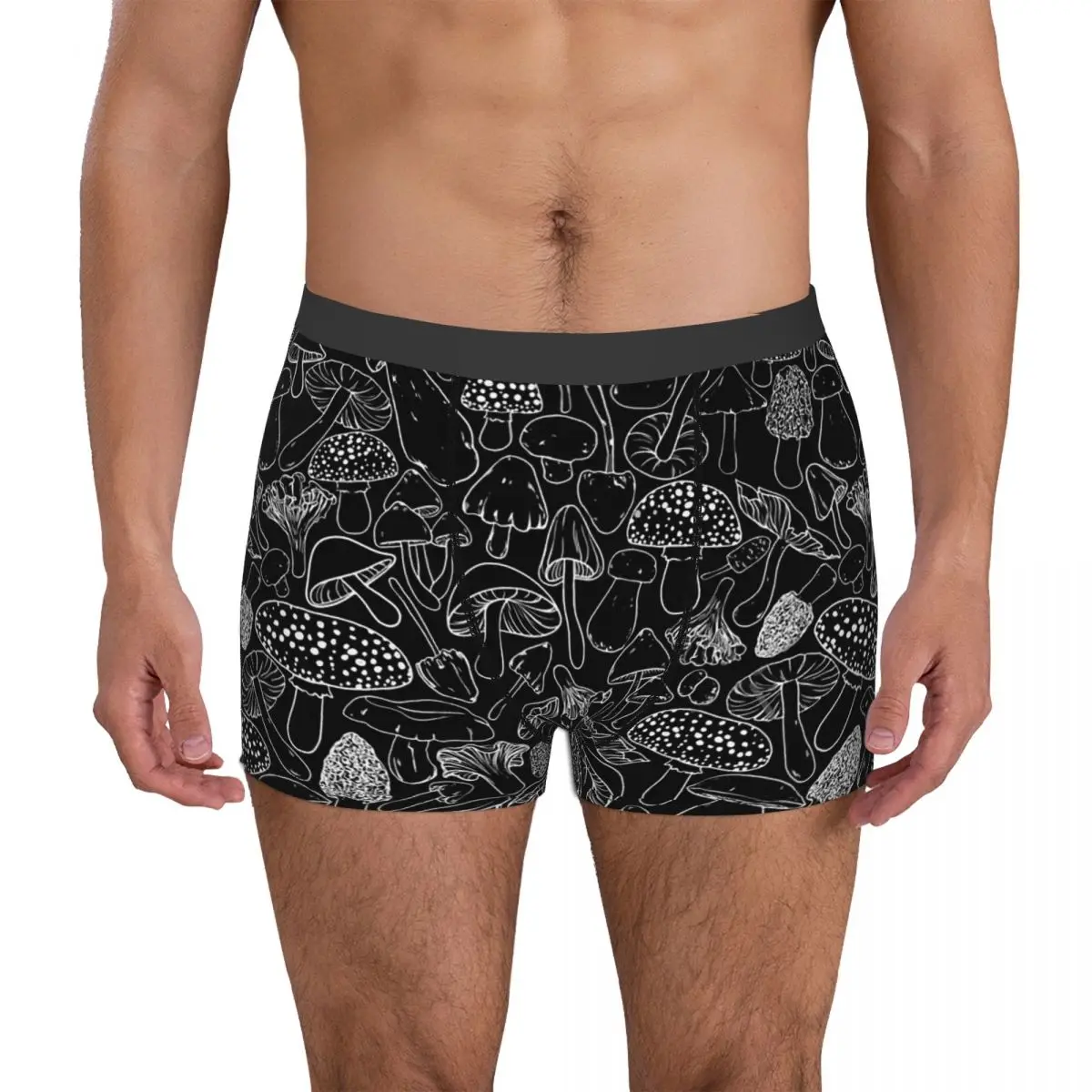 On Black Mushroom Mushrooms Forest Underpants Cotton Panties Male Underwear Sexy Shorts Boxer Briefs