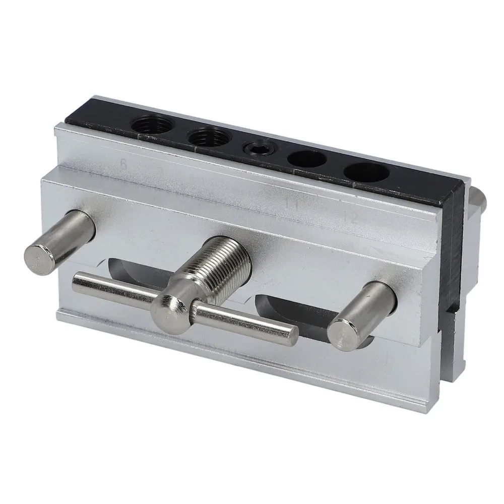 metric-adjustable-width-self-centering-doweling-jig-6-bushings-silver-finish-dowel-jig-kit-3-in-1-drilling-guide-for-woodworking