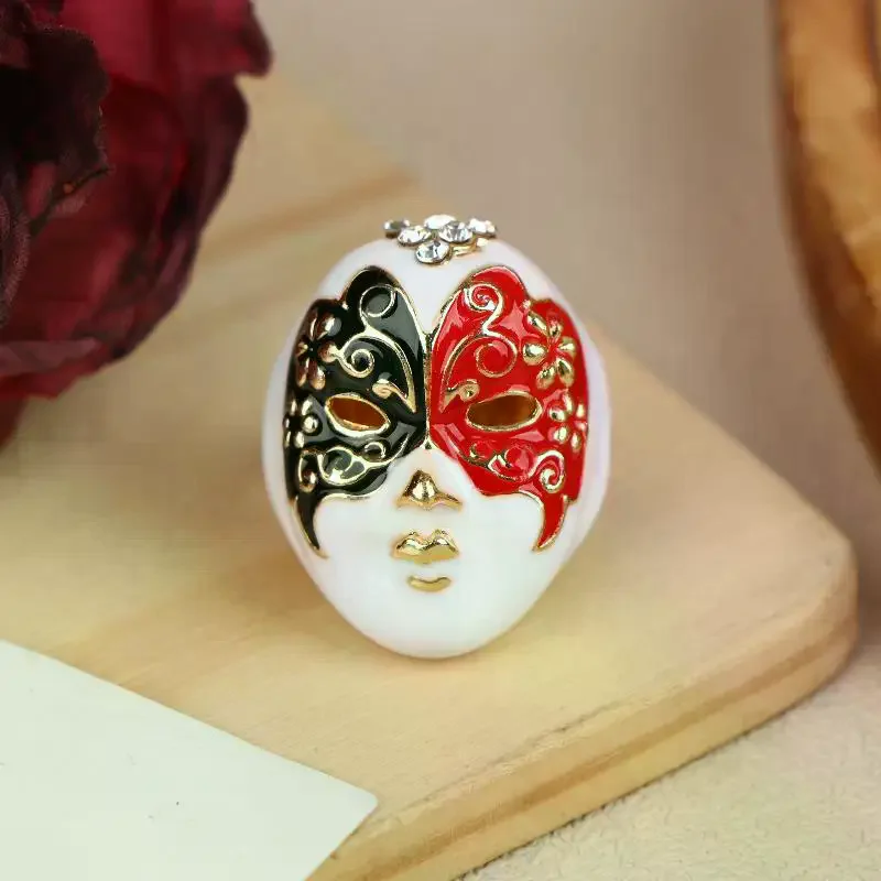 New Personality Chinese-style Drip Oil Peking  Facial Makeup Alloy Finger Rings Adjustable Jewelry Gift