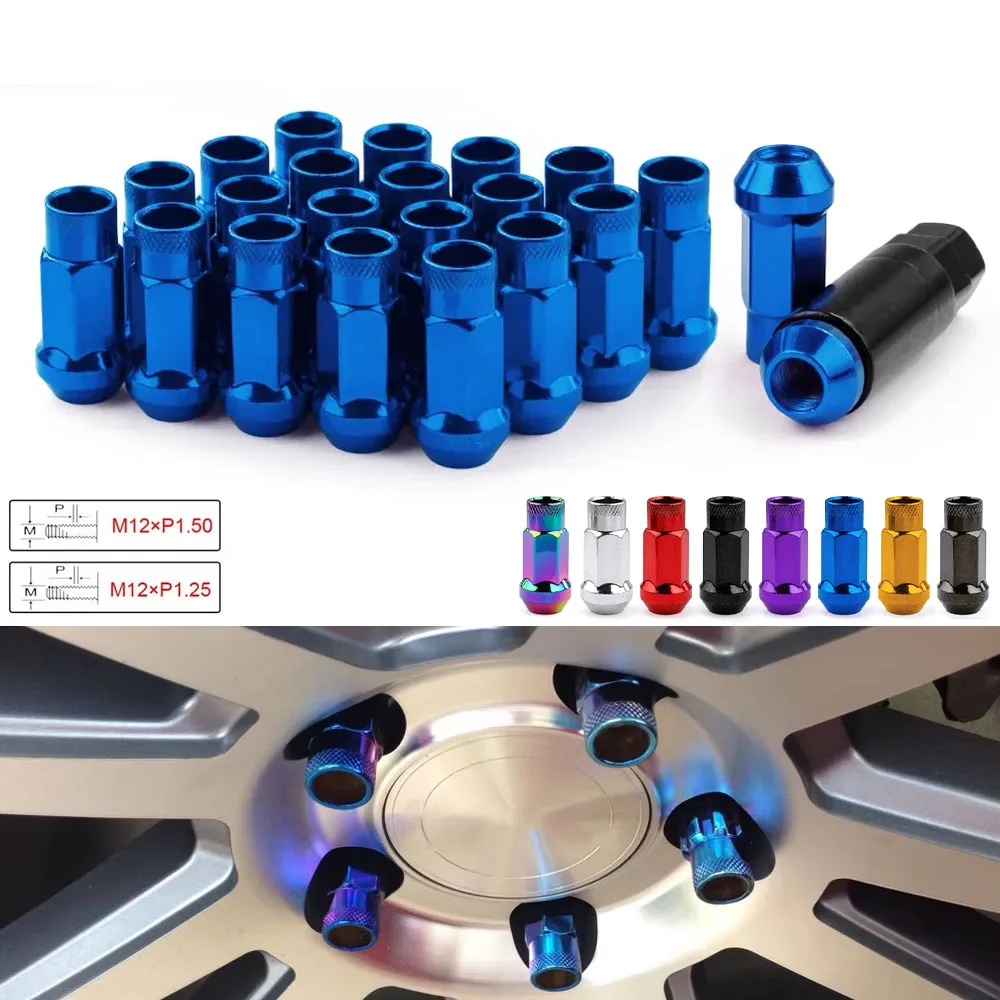 

20PCS Steel Racing Lug Nuts - M12x1.5/1.25 Universal Acorn Style (Includes Anti-Theft Key)