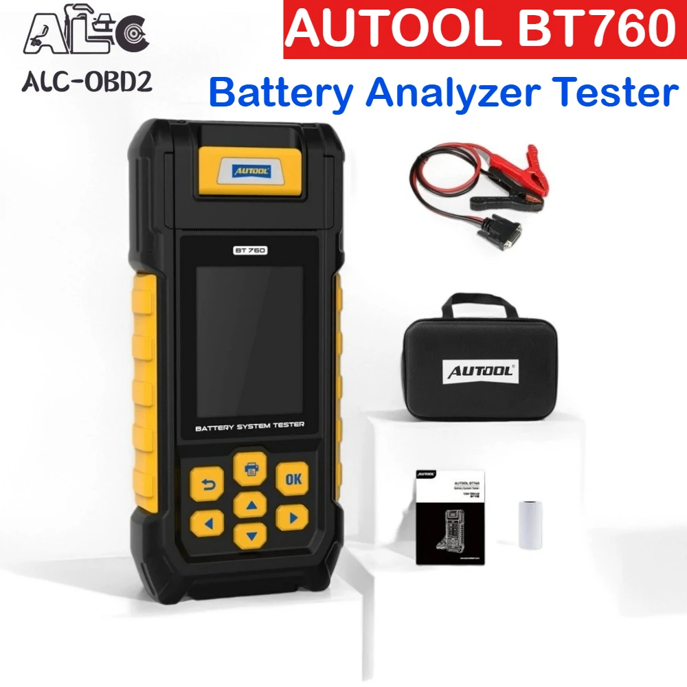 

AUTOOL BT760 Auto Battery Tester with Printer Battery Analyzer Tester Auto Battery Capacity Max Load Cranking Charging Tester