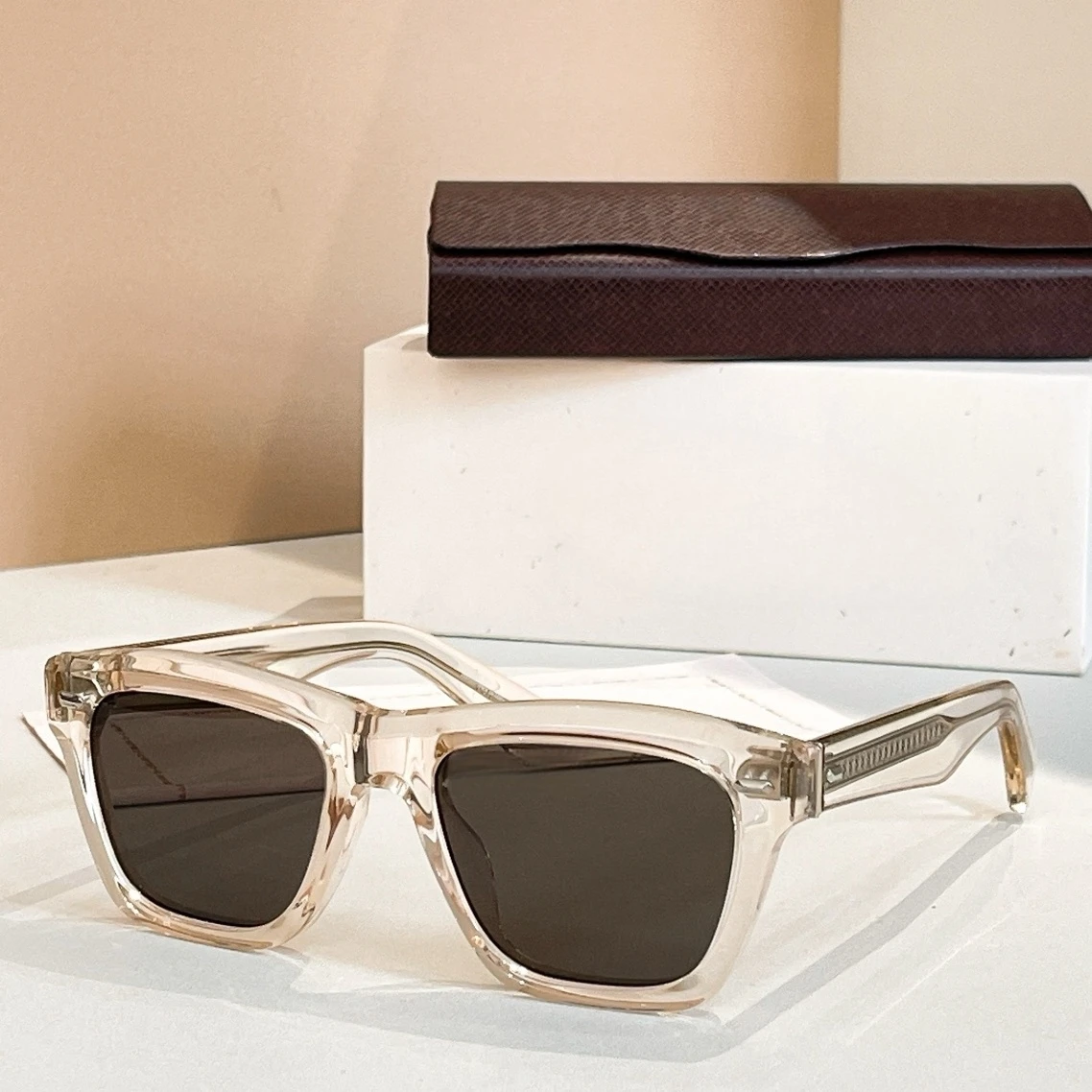 유명 브랜드 럭셔리 디자이너 직사각형 남여 두꺼운 아세테이트 OV5522SU 60년대 인기 선글라스 남자 세련된 lunette soleil femme