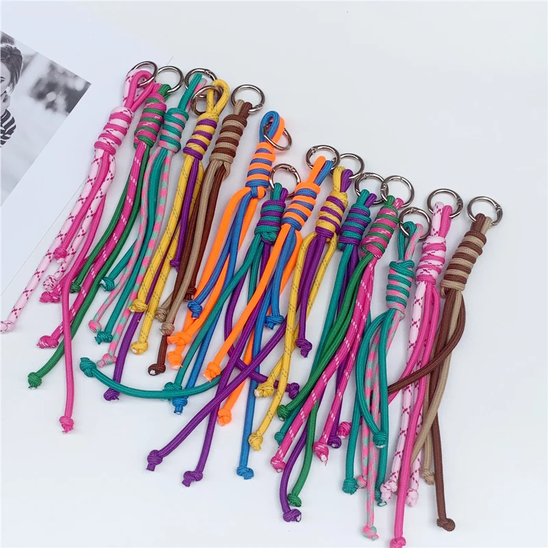 Korean Charm Nyion Handmade Rope Keychain Fashion Bag Pendant Jewelry DiY Sports Styie Couple Bracelet Colorful Pendant Gift