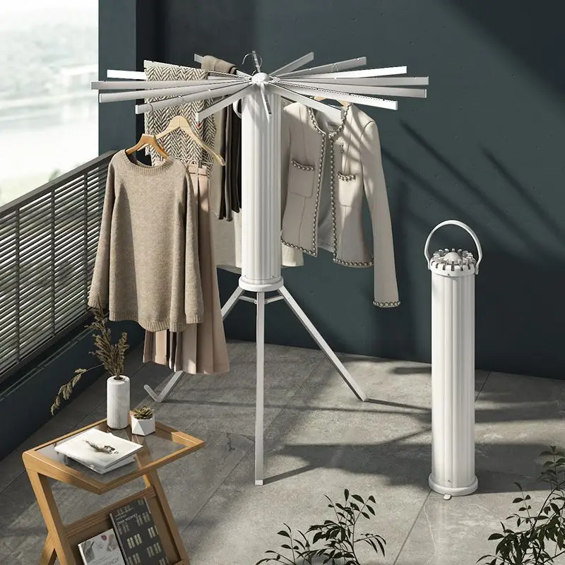 Octopus telescopic drying rack, floor pole folding balcony quilt drying clothes dryer
