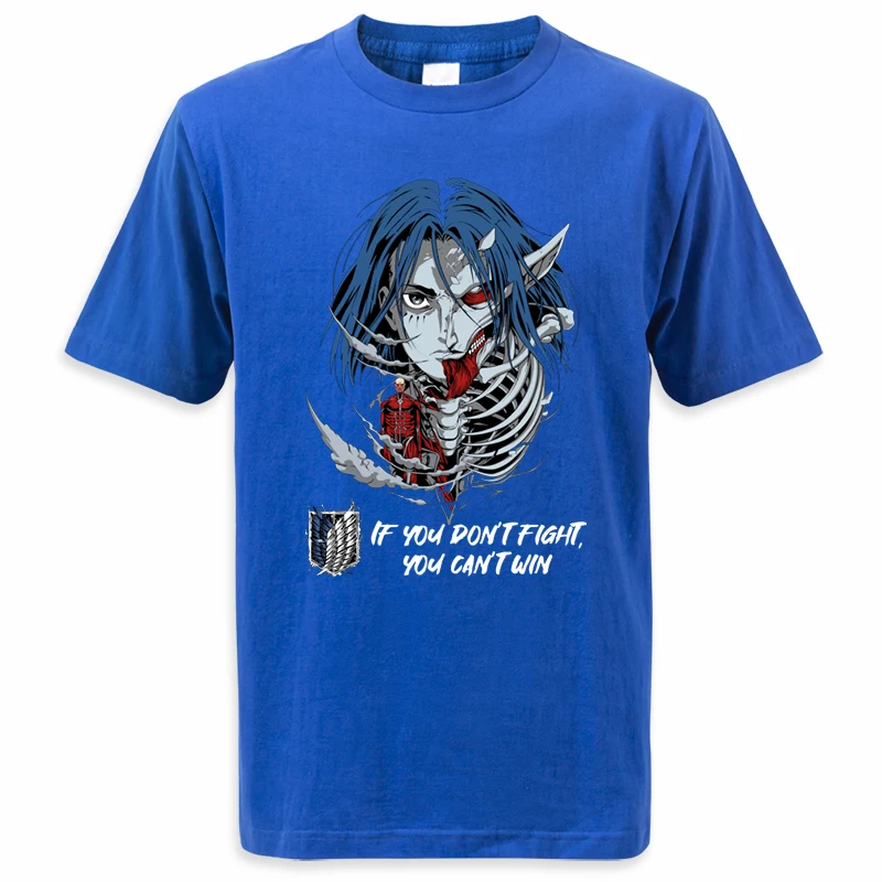 Anime Attack On Titan T-shirt 100%Cotton Print Eren Jaeger Graphic Street Tshirt Summer Casual Breathable Men T-shirt Tees Tops