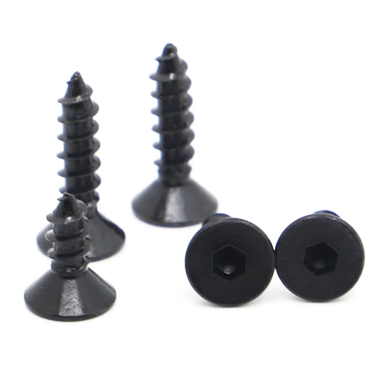 M3 M4 M5 M6 Black 8.8 Strength Carbon Steel Hex Flat Head Tapping Screw Hexagon Socket Countersunk Head Self Tapping Screws