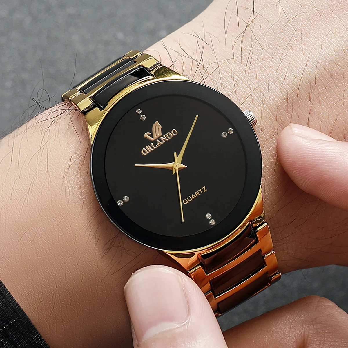 1/2pcs simple women's watch elegant formal quartz watch gold stainless steel strap women's watch
