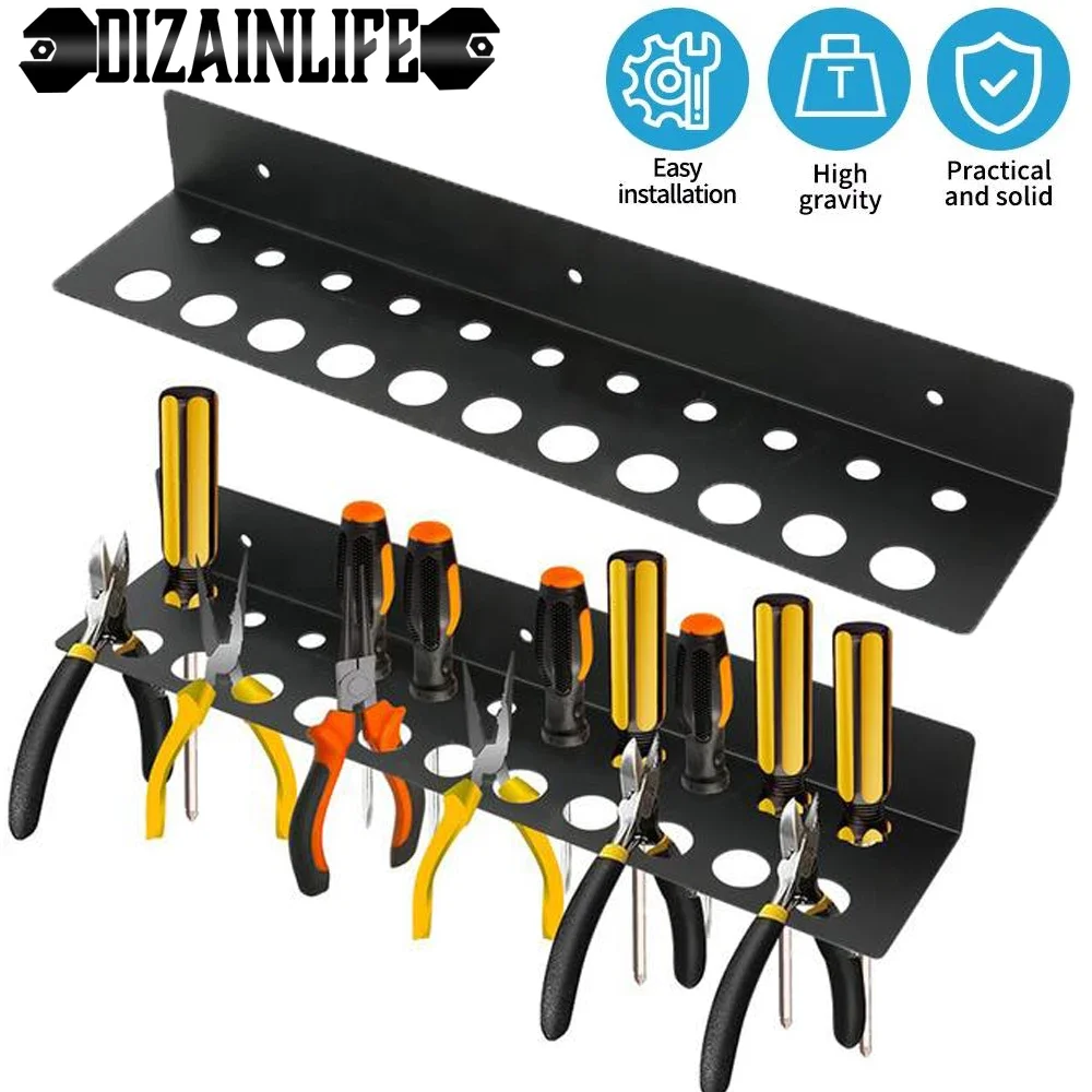 

Screwdriver Tool Organizer Holder Pliers Hammer Wrench Tool Holder Wall Mount Hand Tools Metal Storage Rack Shelf for Workshop