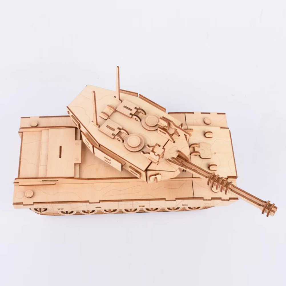 

Cut 3D Wooden Puzzle Tank Educational Wood Assemble Craft Brain Teaser Game Learning Gift For Kids Puzzle Wood