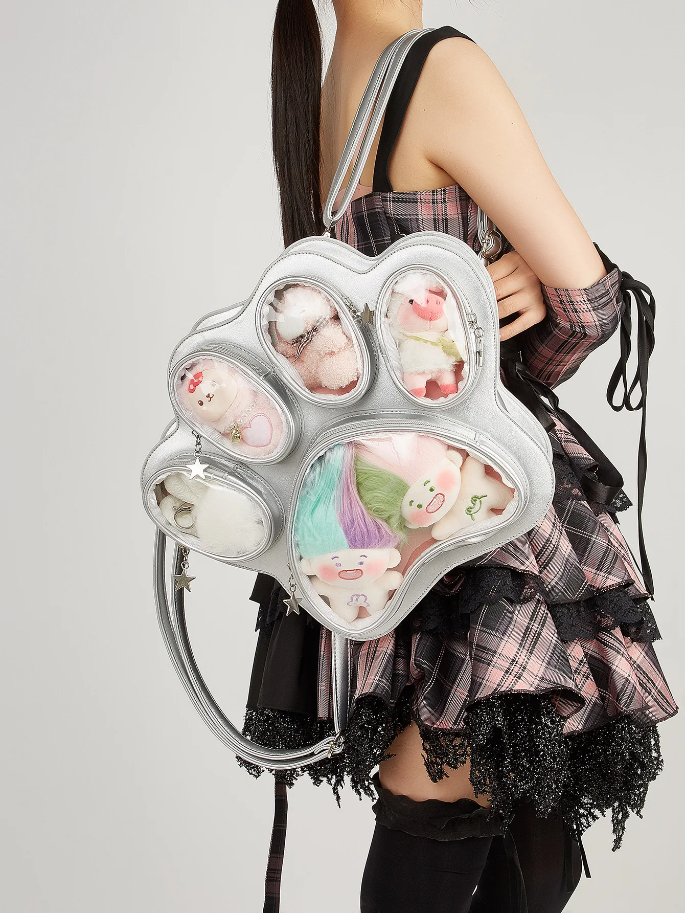 New Multi-pain Layer Cat Paw Japanese Cute Girl Ulzzang Ita Bag Fashionable Large Capacity Crossbody Backpack Y2K Itabag
