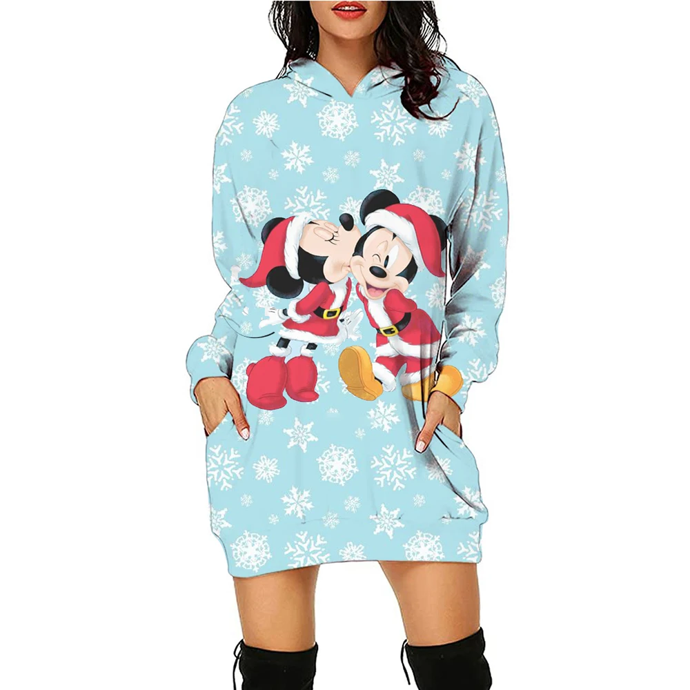 Abito Topolino Abiti Disney Donna Minnie Mouse Elegante Festa da donna Natale Maniche lunghe Y2k Abito maglione Cartoon Mini