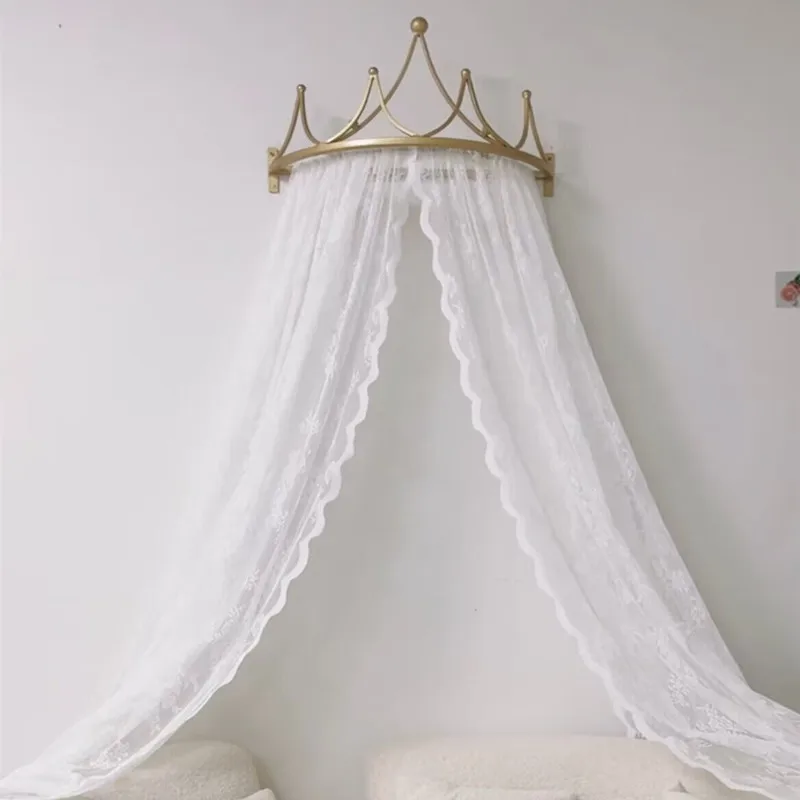 Princess bed mantle simple lace bed curtain children's room bedside decorative gauze curtain double-layer court European style