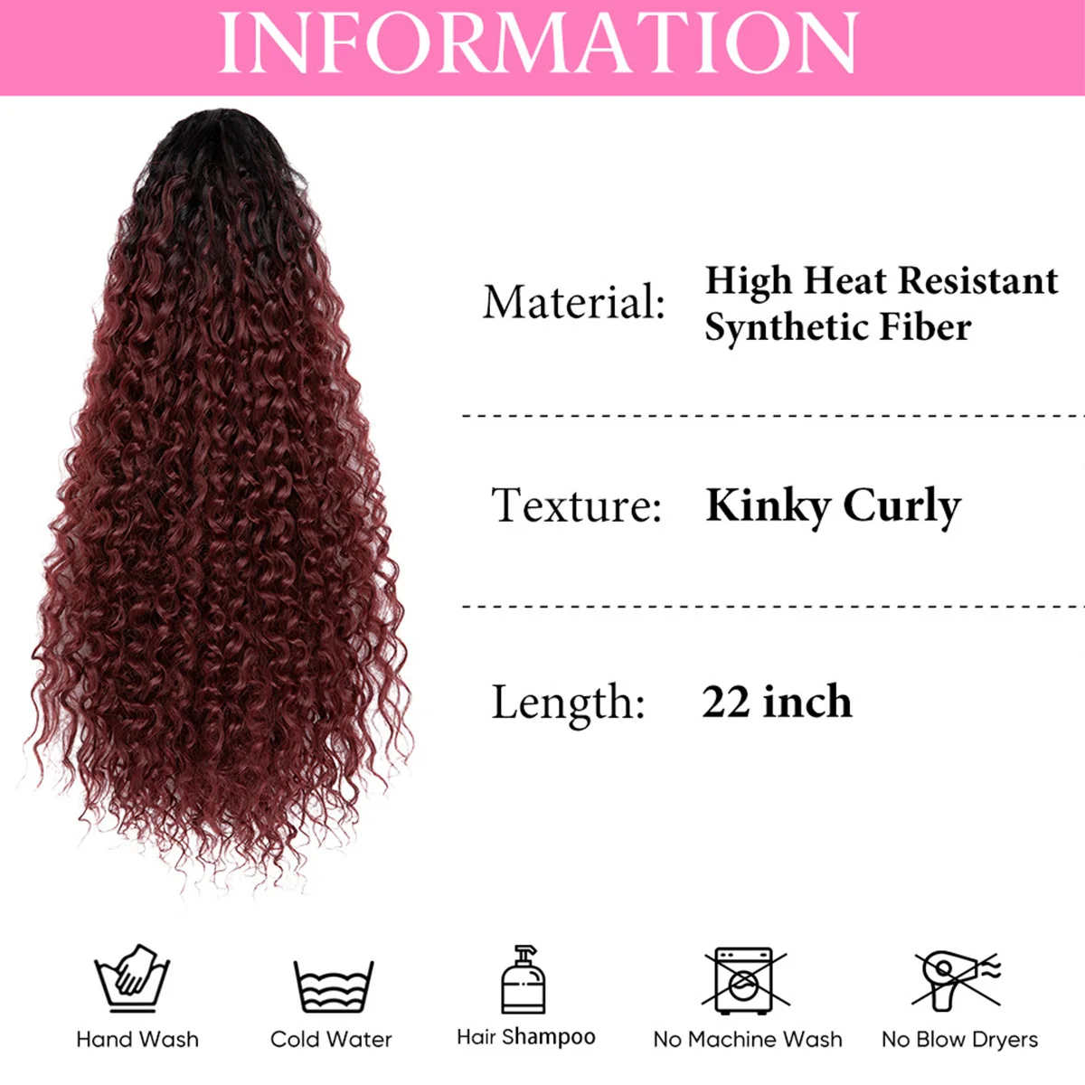Opulence Hair Drawstring Ponytail Adjustable Synthetic Ponytail Water Wave Curl Hair Extension Afro Kinky Curly 22 Inch