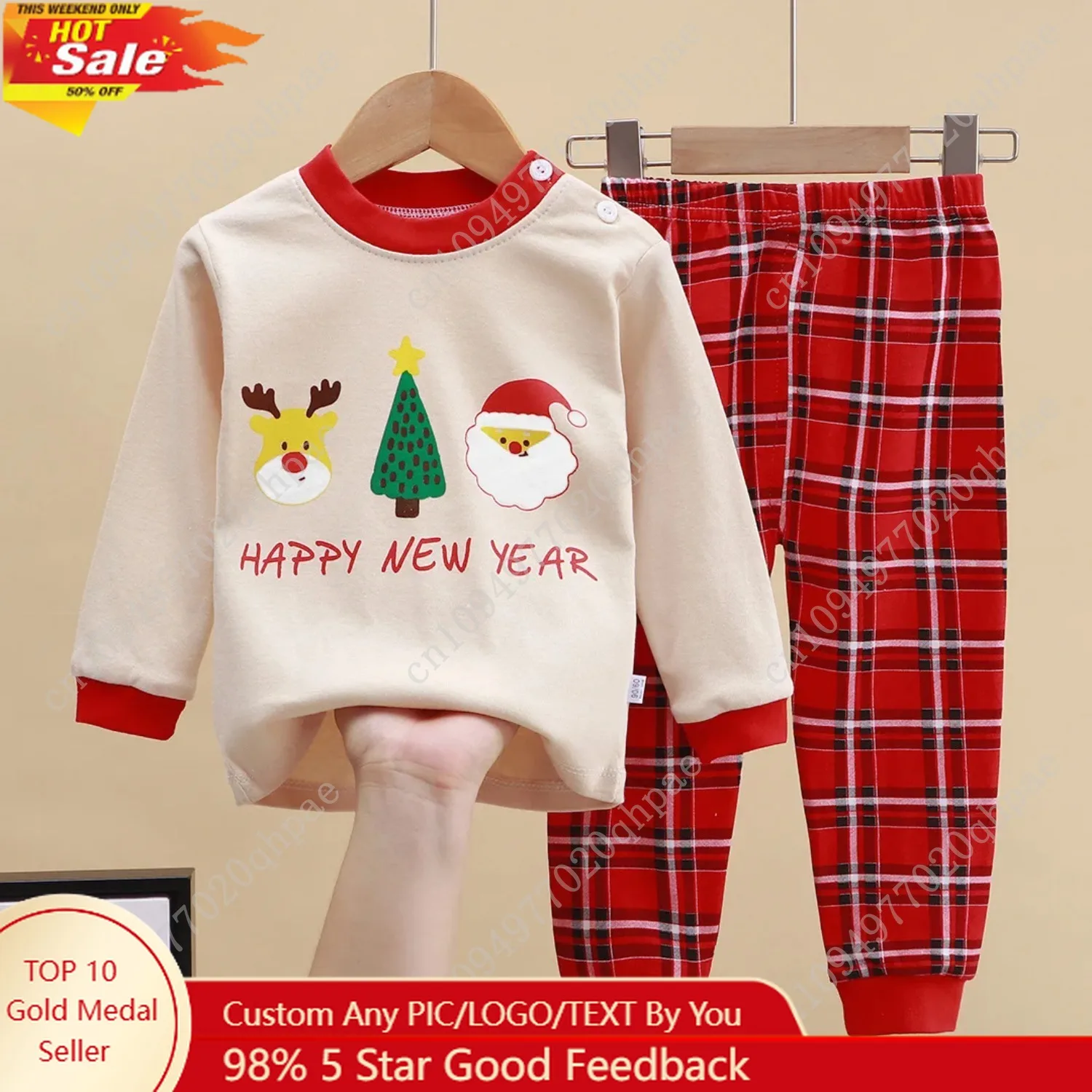 الأطفال السنة الجديدة ليلة النوم طفل رائعتين فتاة بيجامة مجموعة للجنسين الطفل ملابس المنزل أعلى الكرتون تصميم طويلة الأكمام السراويل الطويلة