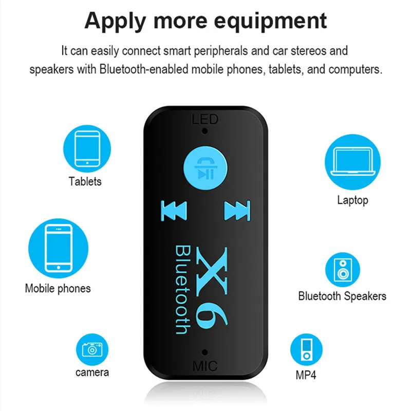 NEUE Upgrade X6 5,0 Bluetooth Stereo Audio Receiver Transmitter Mini AUX USB 3,5mm Jack Auto Empfänger Für Auto Kit wireless Adapter