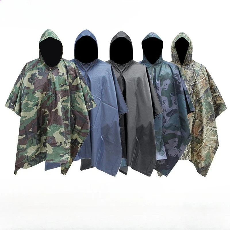 Impermeable táctico poncho camuflaje para senderismo: lluvia y sol - imagen 3