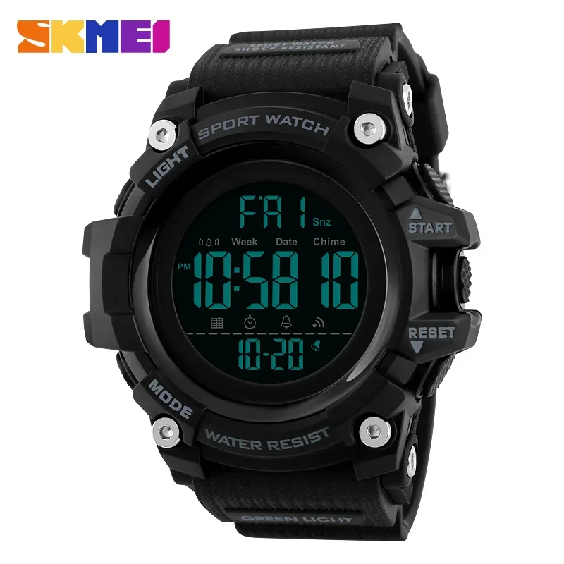 

7 PCS/Set SKMEI 1384 Stopwatch Count Down Mens Digital Watches Soft Clock For Male reloj hombre Shockproof 2 Time Sport Watch