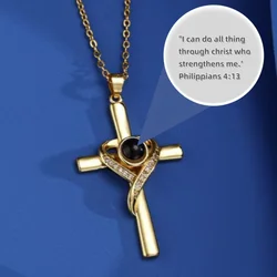 Fashion Projection Necklace Jewelry Personalized Photo Custom Cross Pendant Suitable For Male And Female Couples To Give Gifts