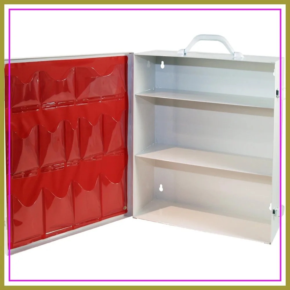 Full Size First Aid Cabinet with 3 Shelves & Pockets, White, 712MTM