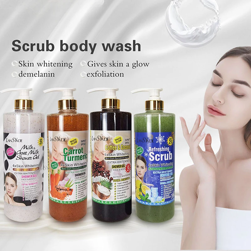 1000ml Scrub bath lotion silky smooth skin foam rich moisture skin toner brighten skin color anti-aging mild lasting fragrance