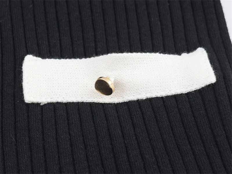 Women's Knitted Sweater Autumn Style Color-Block Panel Jacket Long Sleeve Crew Neck Single-Breasted Cardigan