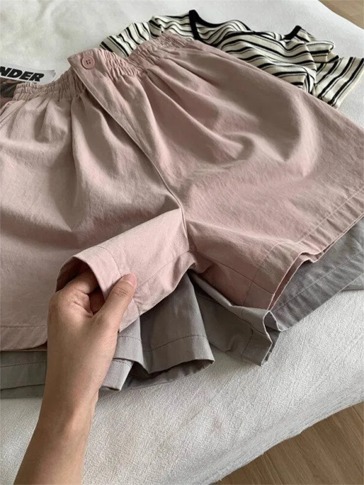 ピンクアイスシルク速乾スポーツショーツ レディース 2025年新作 夏 アウトドア ゆったり カジュアル ファイブ 5 パンツ ハイウエスト ストレートレッグ