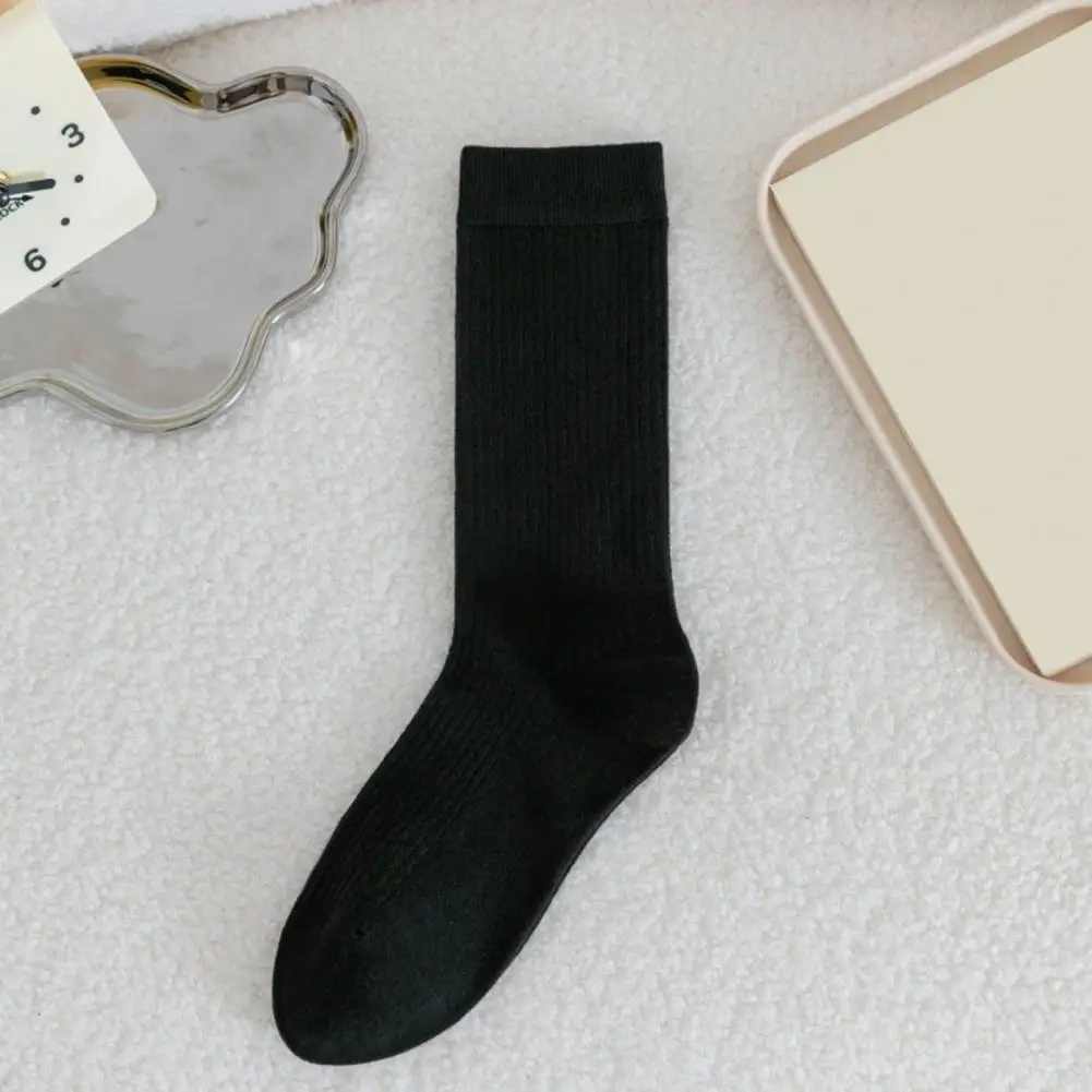 

Solid Color Socks Elastic Pile Socks Women's Winter Calf Socks High Elasticity Threaded Mid-tube Anti-slip Stockings for Comfort