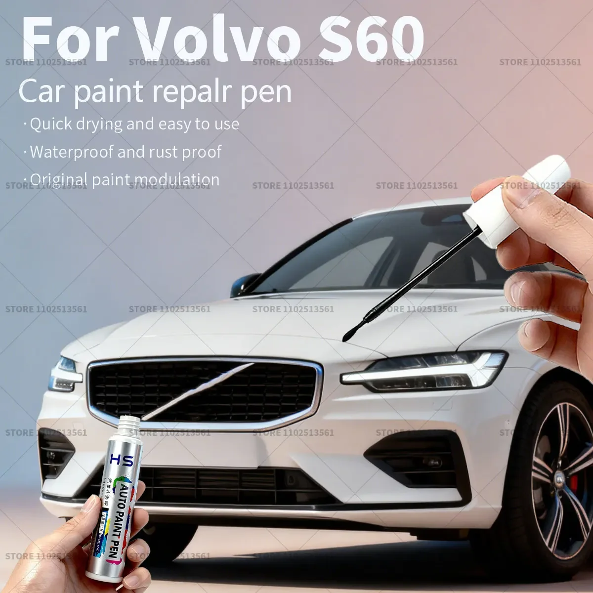 

Ручка для ремонта автомобильной краски для Volvo S60, средство для удаления царапин, автоаксессуары «сделай сам», белый 707, серый 728 черный 727 красный 702, серебристый 735