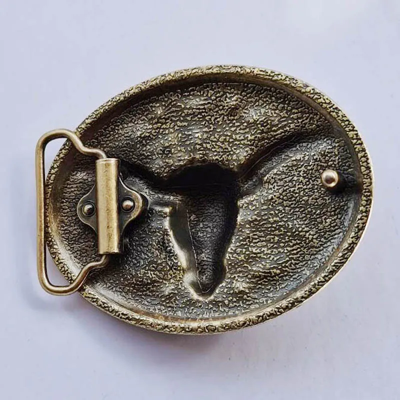 Black Bull Horn Head Enamel Belt Buckle