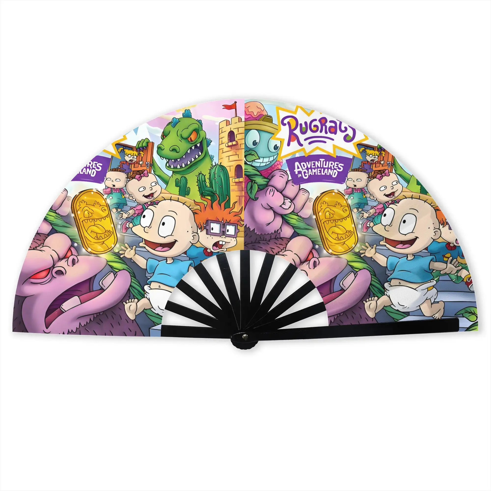 Anime R-Rugrats TV Stylish Hand Fan Women  Printed Polyester Fan Trendy For Wedding Party Gift