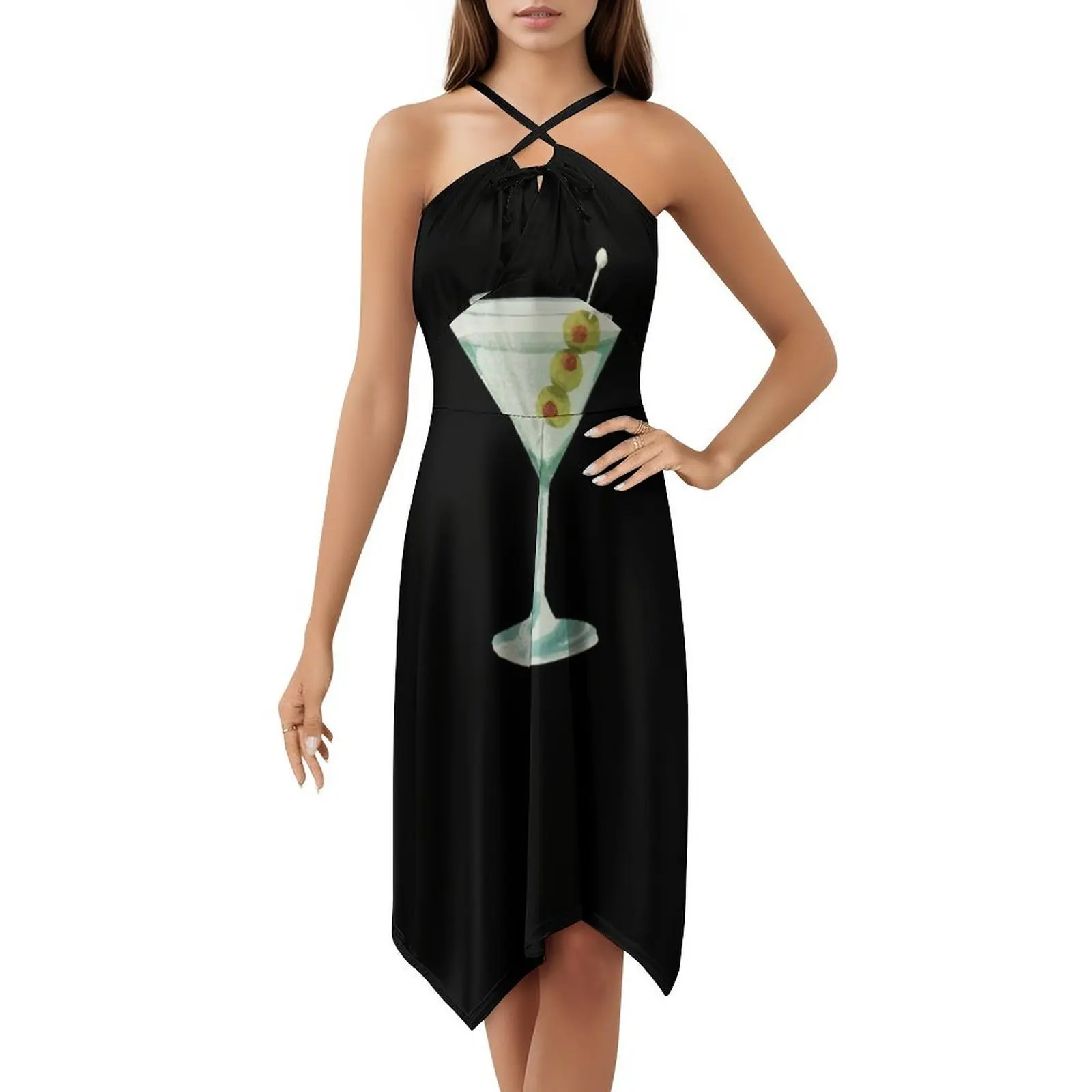 فستان كلاسيكي كوكتيل زيتوني عتيق بوهيمي بأكمام منتفخة أو خيارات بدون أكمام للنساء فستان كوكتيل جاف قذر إسبرسو #5