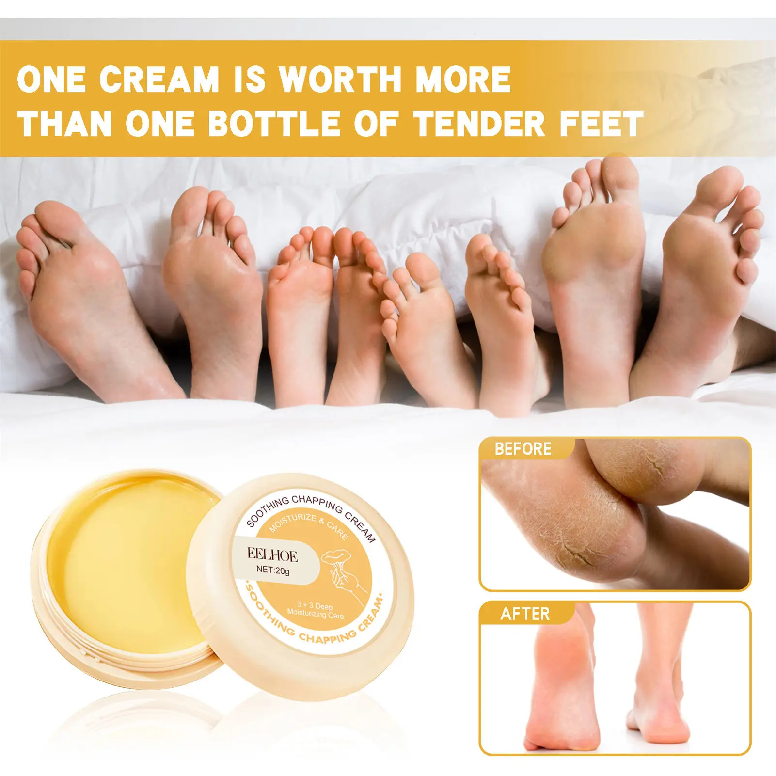 20g Intensive Foot Repair Cream Dry Cracked Feet Repair Cream for Day and Night Everyday Use SNO88