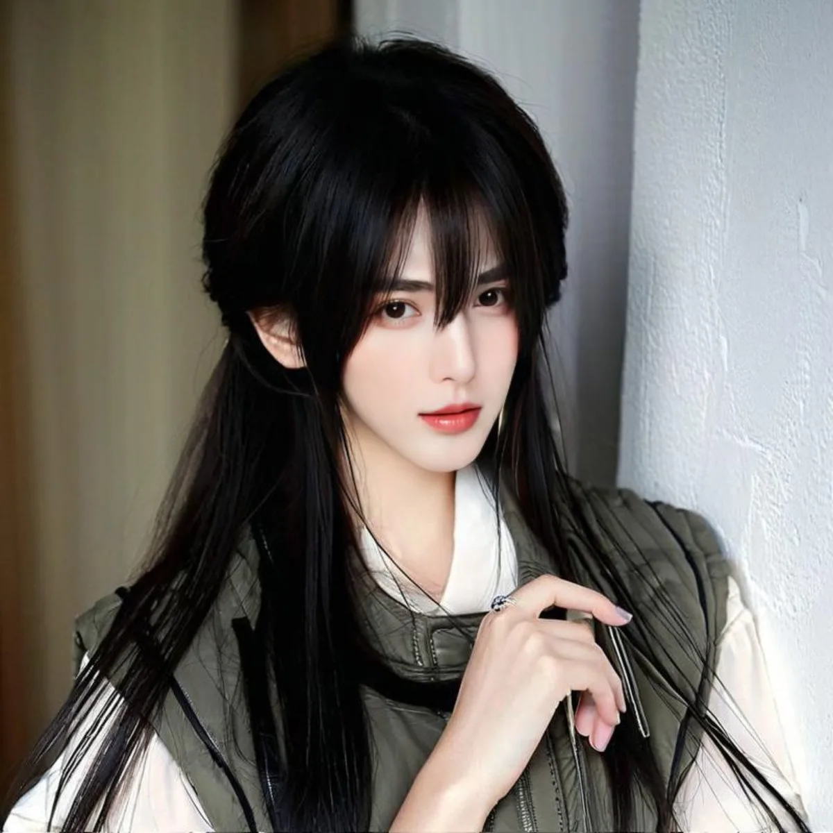 

Ancient Chinese Male Long Wig Black Hair Youthful High Ponytail Xianxia Warrior Cosplay Full Head Wig