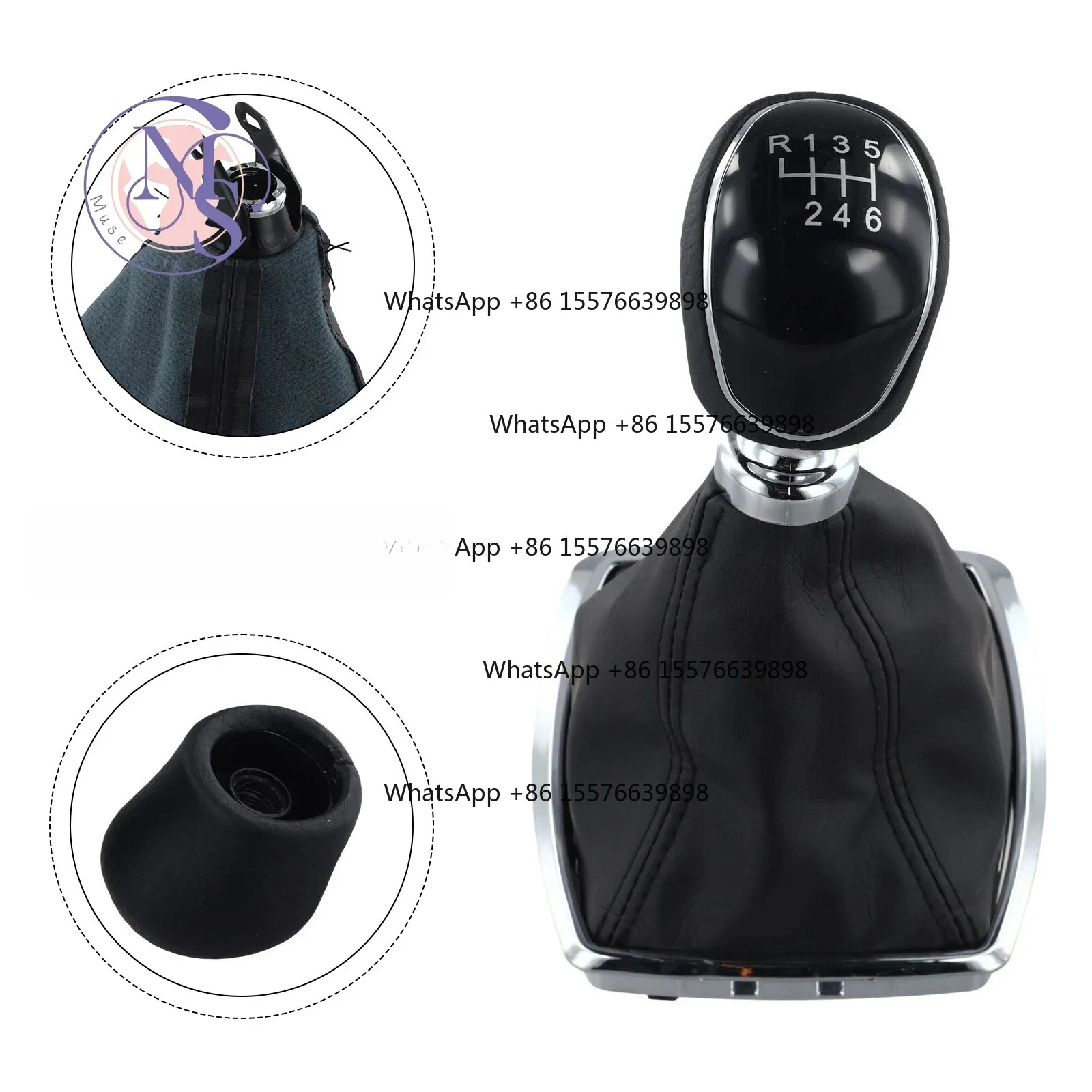ZOCI-FOR-6 Speed Gear Knob Shift Gaiter Chrome Frame For Kuga C Max Auto Replacement Parts