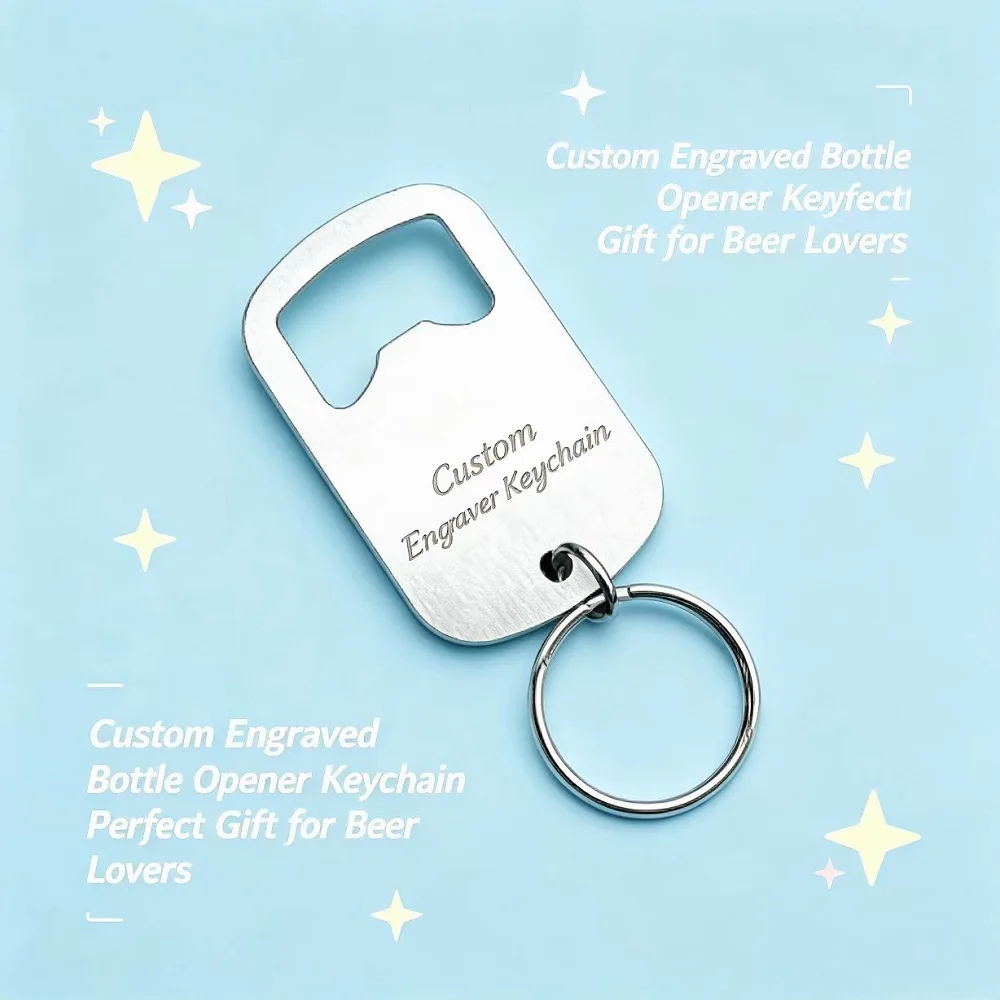 Wholesale Metal Multifunctional Custom Keyring Beer Opener Sanding Brushed Stainless Steel Keychain Accessories Boyfriend Gift
