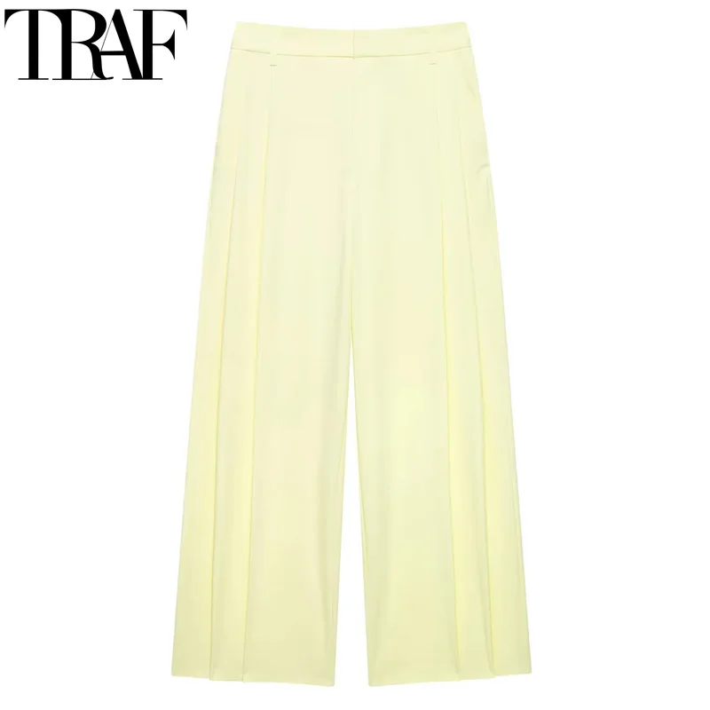

TRAF 2025 Women Pants Baggy Wide Pants Woman Pleated Summer Women's Trousers High Waist Office Wear Wide Leg Pants For Women