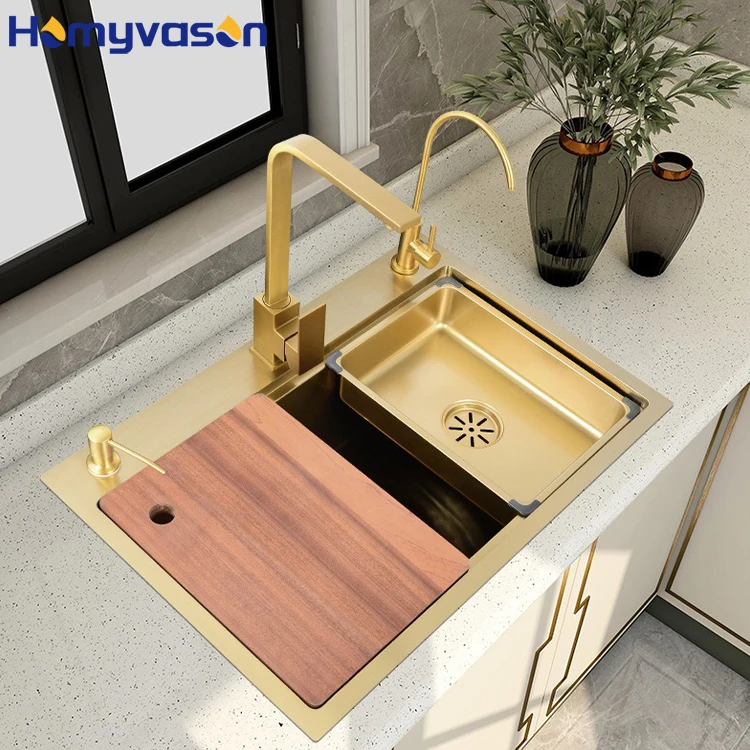 

Single Bowl Bathroom Kitchen Sink Hot Sale Topmount Stainless Steel Modern Smart Kitchen Faucet Kitchen Sink
