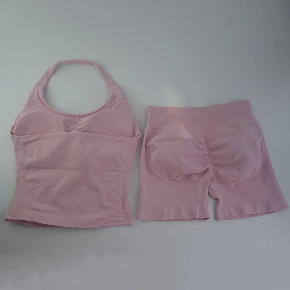 2 قطع الصالة الرياضية مجموعة النساء بلايز عالية الخصر السراويل عارية الذراعين الرسن الصالة الرياضية دعوى اللياقة البدنية الملابس الرياضية تجريب مجموعات لا شعار