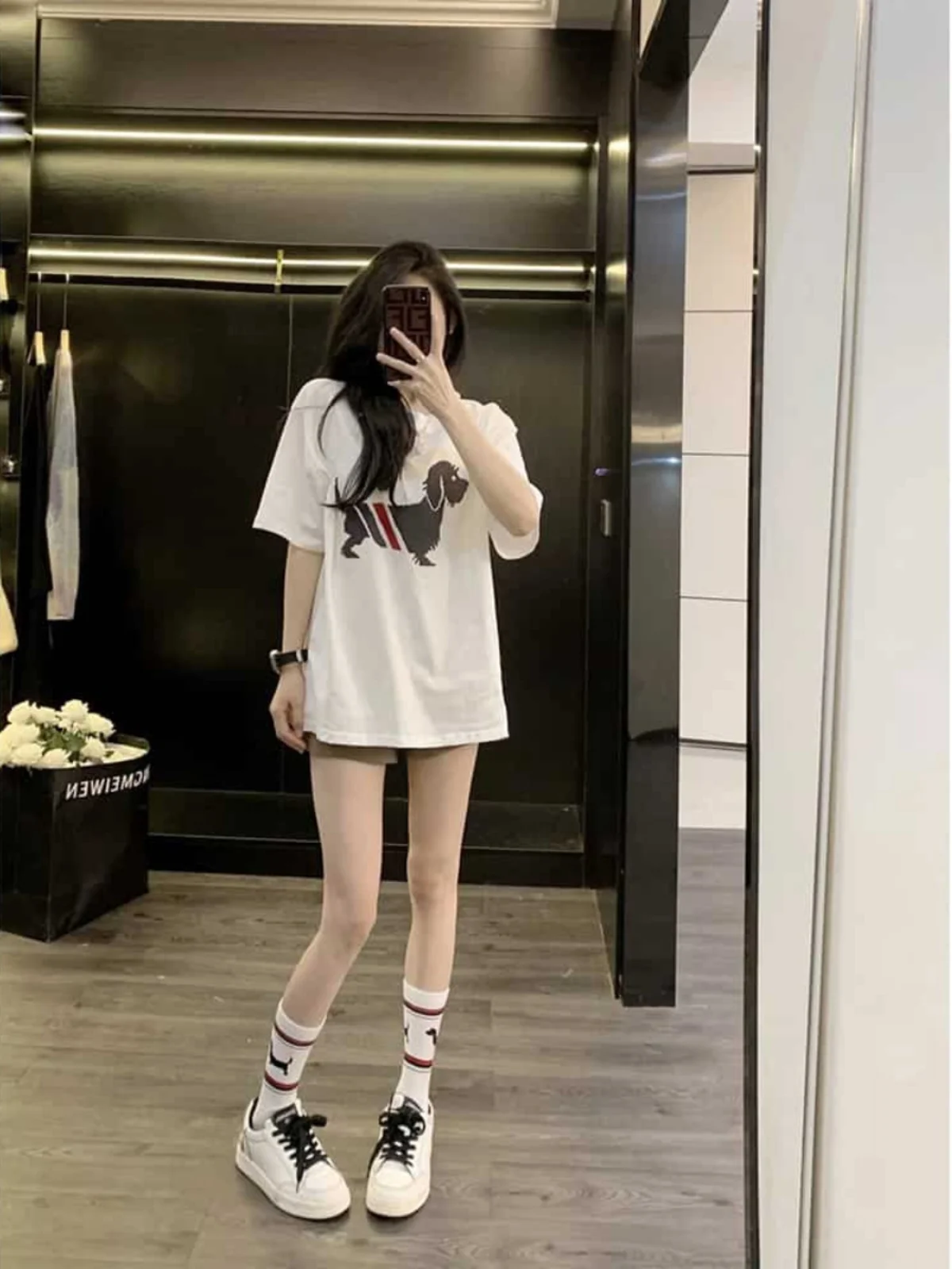 

Модная свободная женская футболка с коротким рукавом, летняя повседневная универсальная футболка с принтом, корейский стиль, хлопок, круглый вырез, средней длины