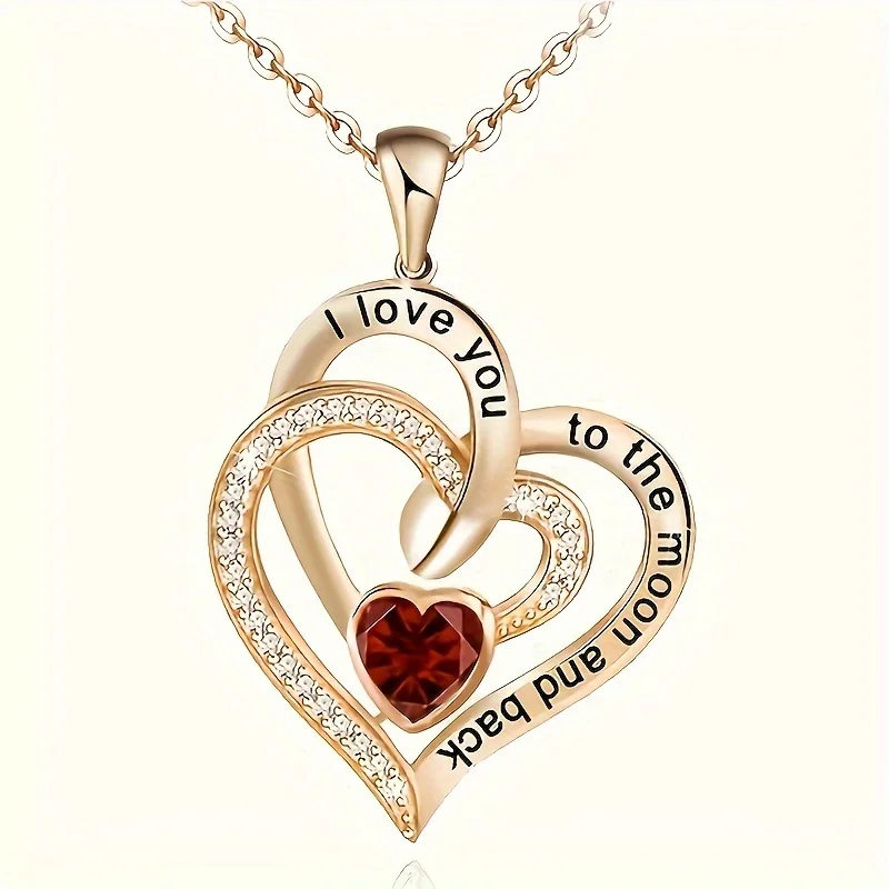 Luxury Zircon Love Necklace With Double Door Bow Bear Rose Gift Box for Girlfriend Mom Valentine Day Mother Day Romantic Gifts