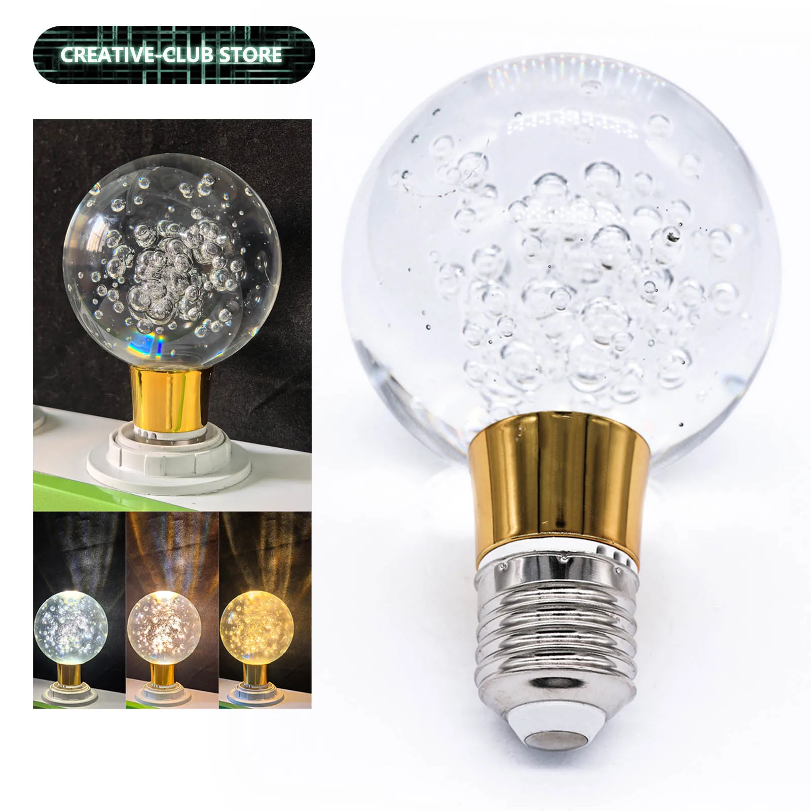 

AC220V G80 E27 Screw Mouth Light Bulb LED Crystal Light Tricolor Intelligent Dimming for Corridor Light Bedroom Atmosphere Light