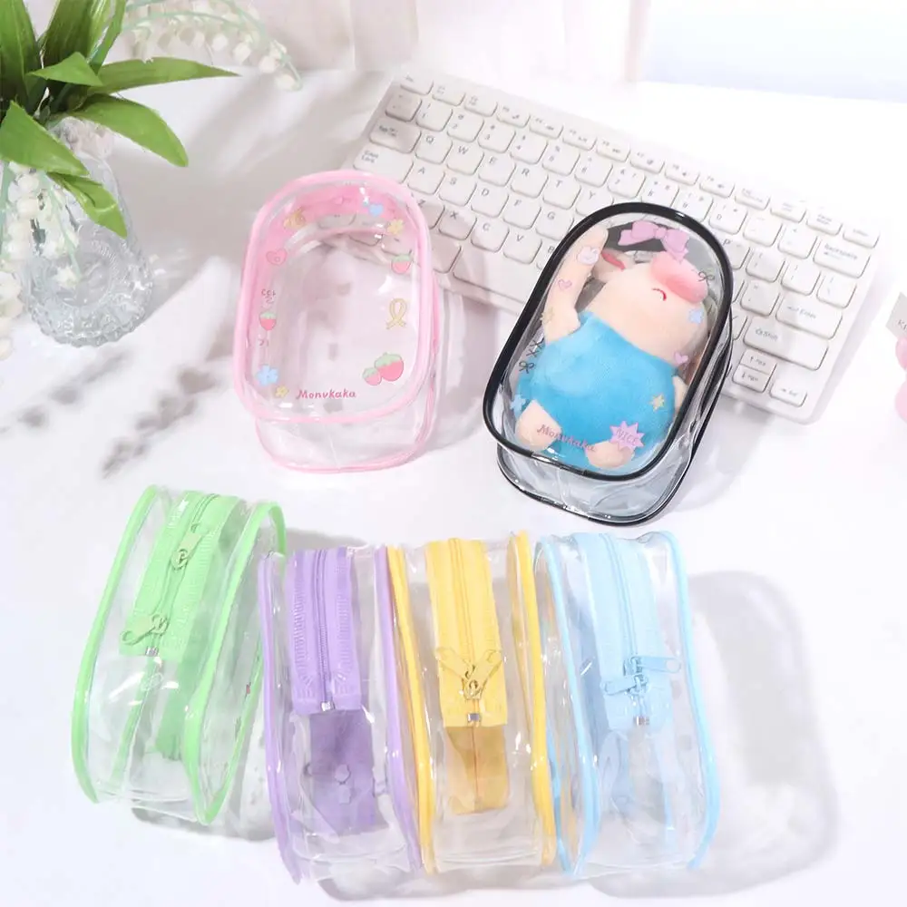 Mini Cartoon Design 10cm Transparent Doll Bag Display Clear Doll Storage Bag Zipper PVC Outdoor Doll Display Bag Outdoor