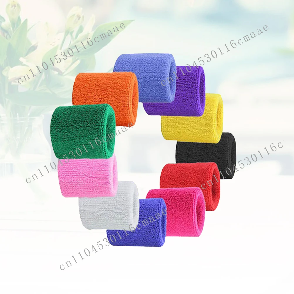 12 Brand New Sweat Absorbing Cotton Sports Wristbands for Comfort
