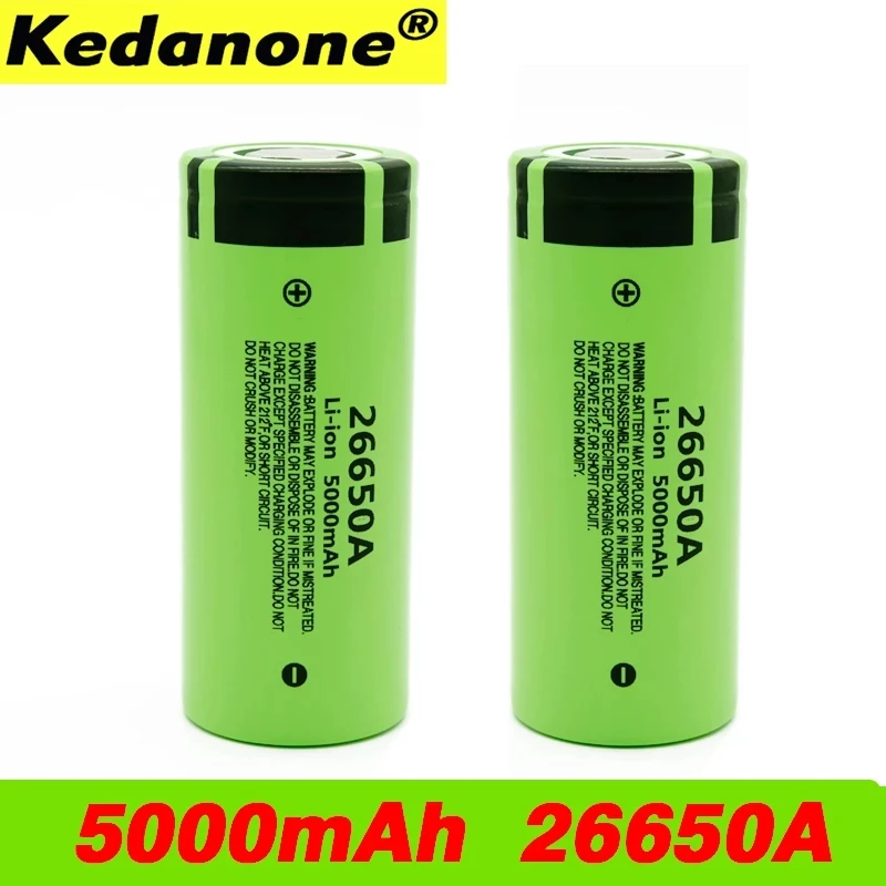 100% 고용량 26650 리튬 이온 충전식 배터리, 파나소닉 26650A, 3.7V, 5000mAh, 신제품