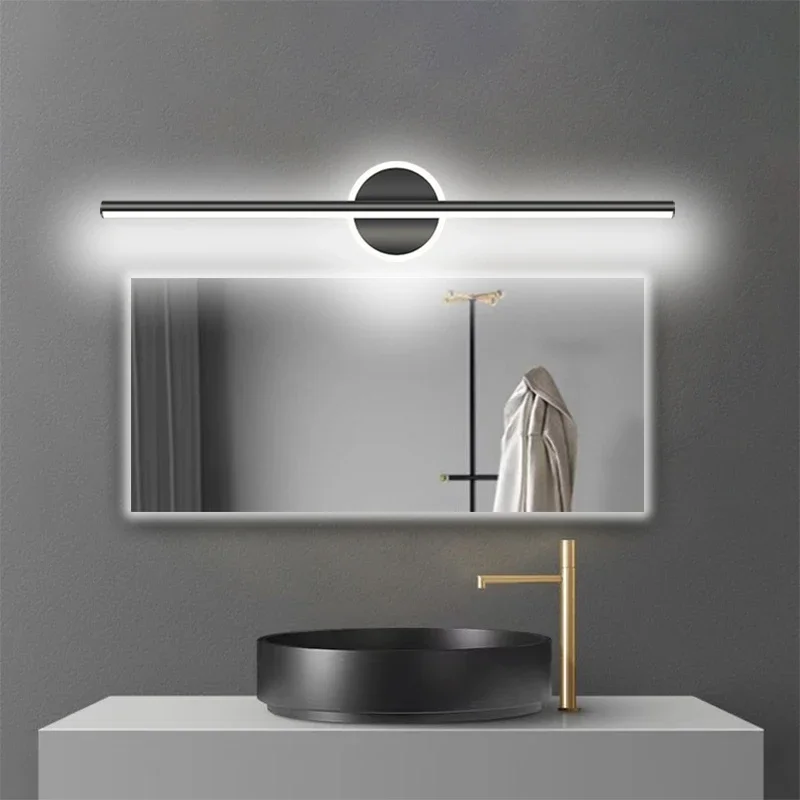 Imagem -03 - Modern Led Mirror Front Lights Iluminação do Banheiro Luz de Parede Black Gold Strip Fixture Dresser Lamp Quarto Home Decor 40 cm 60cm