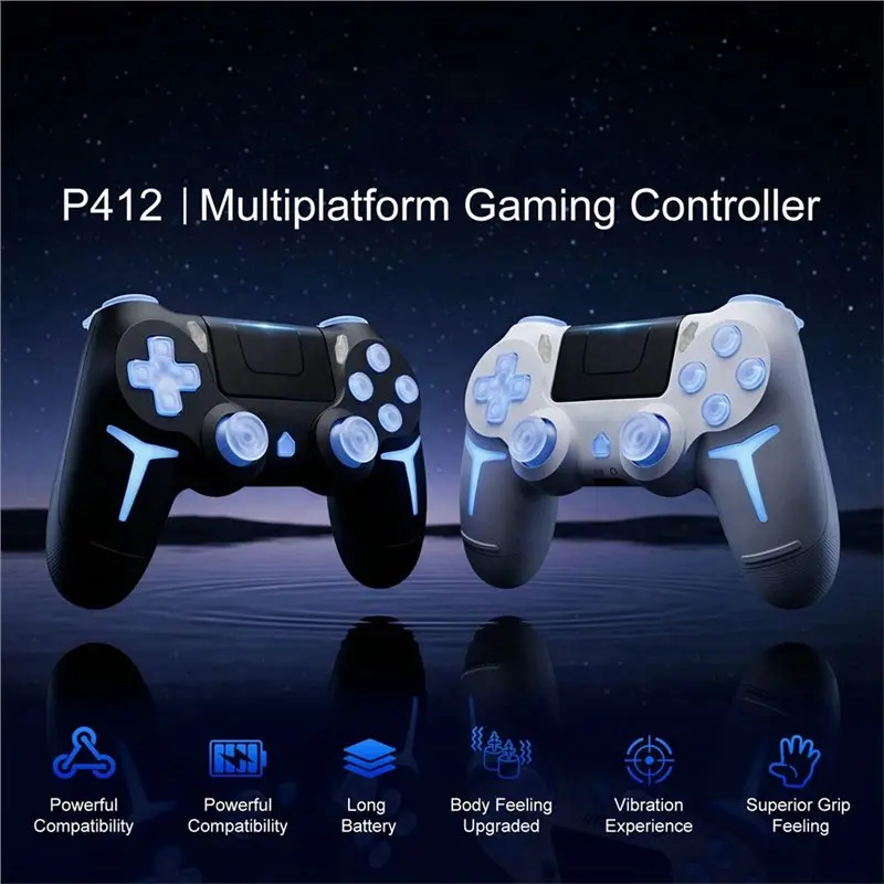 HFES For PS4 PS3 RGB Wireless Gamepads LED Light Bluetooth Game Controller Console PC 6Axis Gyroscope Dual Vibrations A