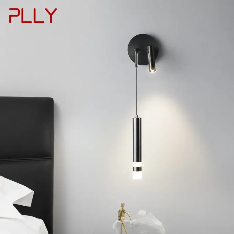 

PLLY Modern Black Copper Bedsid Light LED Simply Creative Brass Wall Lamp for Home Living Bed Room